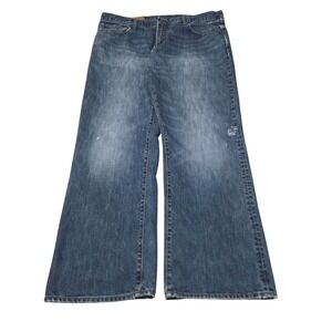 Gap 1969 Jeans Mens 40x34 Blue Dark Wash Cotton Straight Fit Denim Workwear hole